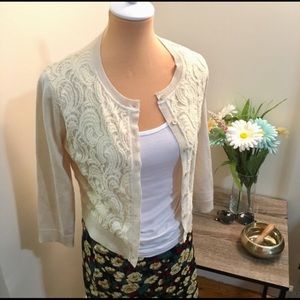 Cable & Gauge Lace Cream Cardigan